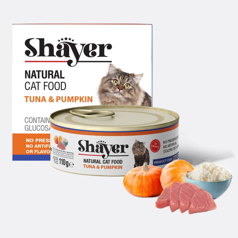 کنسرو طبیعی گربه شایر در طعم‌های متنوع 110 گرمی